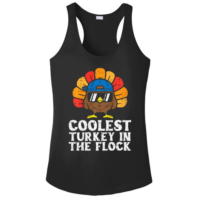 Coolest Turkey In The Flock Thanksgiving Ladies PosiCharge Competitor Racerback Tank