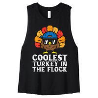 Coolest Turkey In The Flock Thanksgiving Women's Racerback Cropped Tank