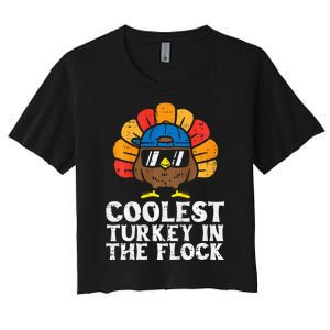 Coolest Turkey In The Flock Thanksgiving Women's Crop Top Tee