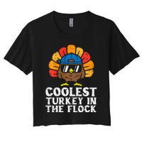 Coolest Turkey In The Flock Thanksgiving Women's Crop Top Tee