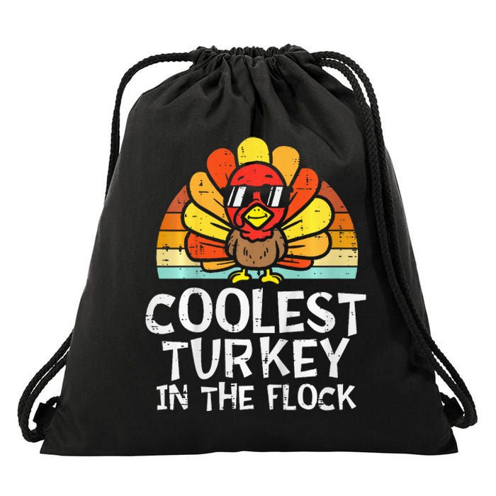 Coolest Turkey In The Flock Thanksgiving Drawstring Bag