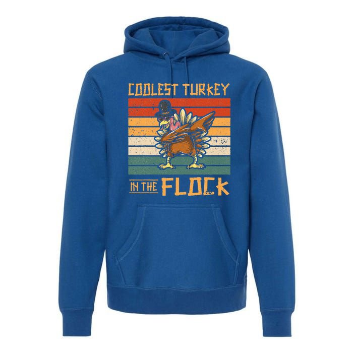 Coolest Turkey in the Flock Funny Thanksgiving Turkey Trot Premium Hoodie