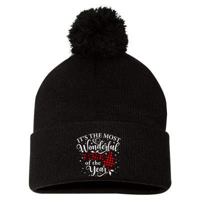 Christmas Trees It's The Most Wonderful Time Of The Year Pom Pom 12in Knit Beanie