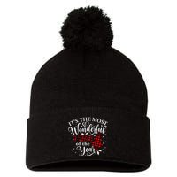 Christmas Trees It's The Most Wonderful Time Of The Year Pom Pom 12in Knit Beanie