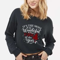 Christmas Trees It's The Most Wonderful Time Of The Year Cropped Pullover Crew