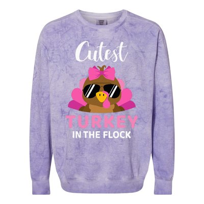 Cutest Turkey In The Flock Thanksgiving Colorblast Crewneck Sweatshirt