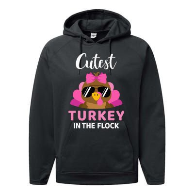 Cutest Turkey In The Flock Thanksgiving Performance Fleece Hoodie