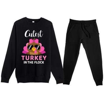 Cutest Turkey In The Flock Thanksgiving Premium Crewneck Sweatsuit Set