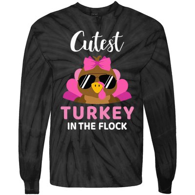 Cutest Turkey In The Flock Thanksgiving Tie-Dye Long Sleeve Shirt