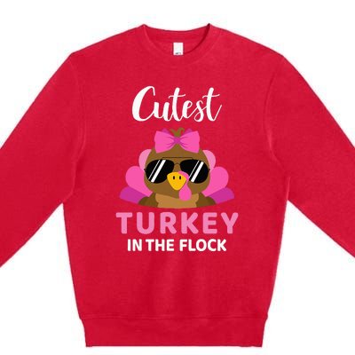 Cutest Turkey In The Flock Thanksgiving Premium Crewneck Sweatshirt