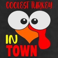 Coolest Turkey In Town Funny Thanksgiving 7 Panel Mesh Trucker Snapback Hat