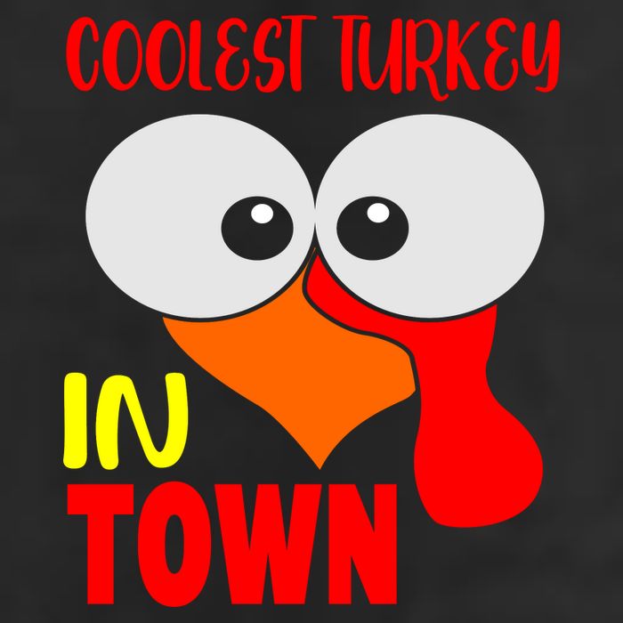 Coolest Turkey In Town Funny Thanksgiving 7 Panel Mesh Trucker Snapback Hat