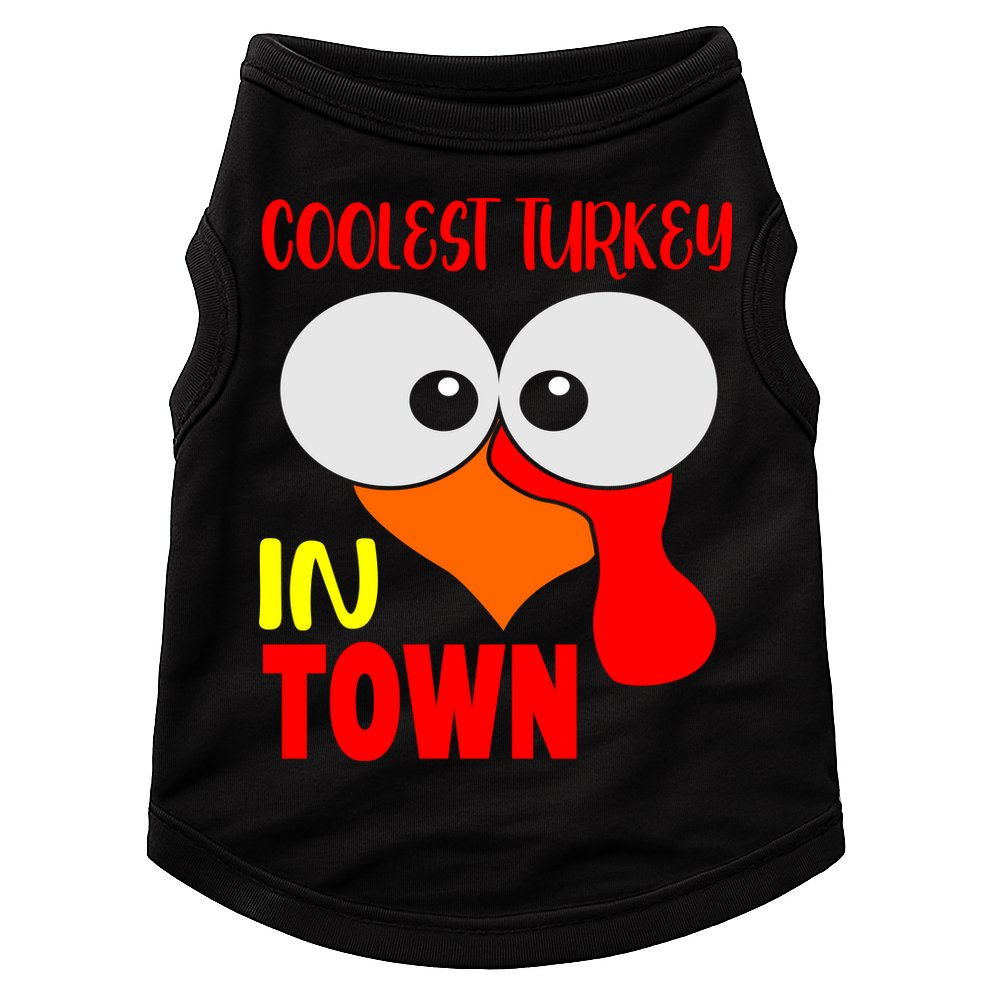 Coolest Turkey In Town Funny Thanksgiving Doggie Tank