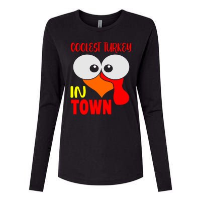 Coolest Turkey In Town Funny Thanksgiving Womens Cotton Relaxed Long Sleeve T-Shirt