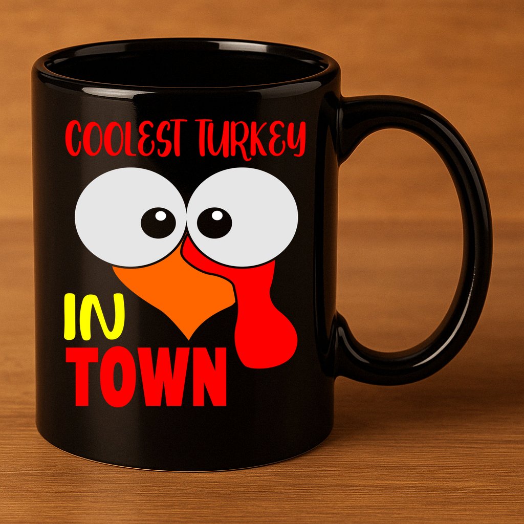Coolest Turkey In Town Funny Thanksgiving 11oz C Handle Ceramic Mug
