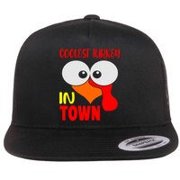 Coolest Turkey In Town Funny Thanksgiving Flat Bill Trucker Hat