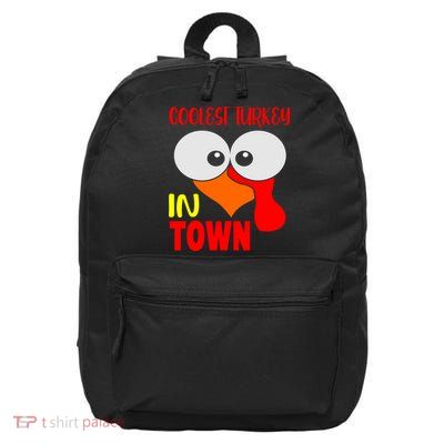 Coolest Turkey In Town Funny Thanksgiving 16 in Basic Backpack