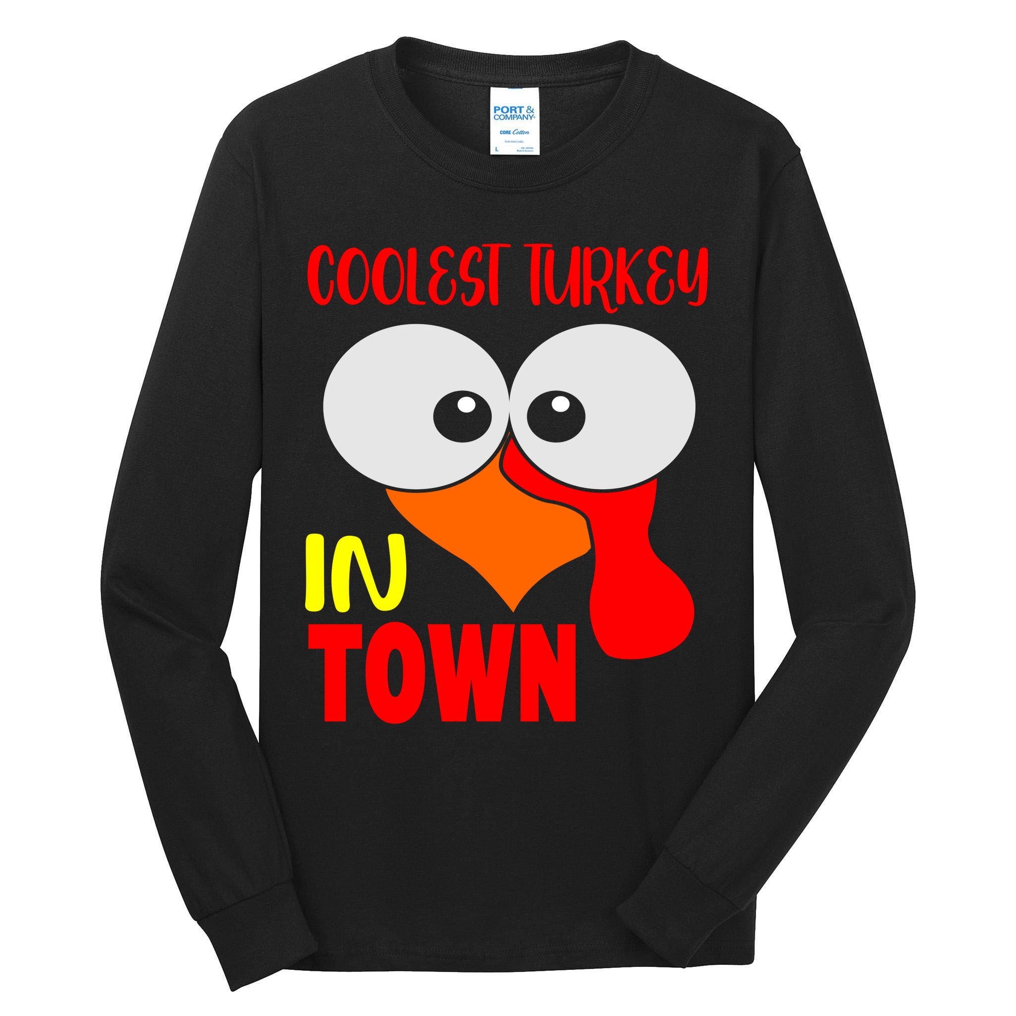 Coolest Turkey In Town Funny Thanksgiving Tall Long Sleeve T-Shirt