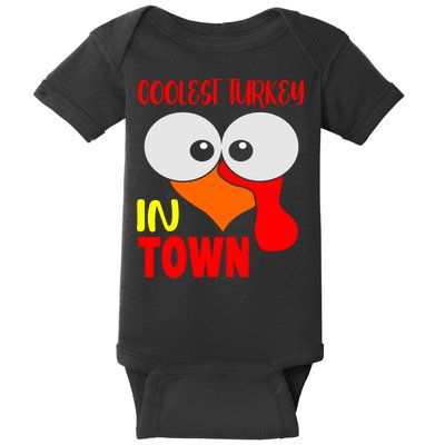 Coolest Turkey In Town Funny Thanksgiving Baby Bodysuit