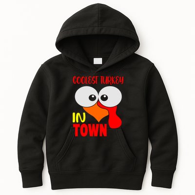 Coolest Turkey In Town Funny Thanksgiving Kids Hoodie