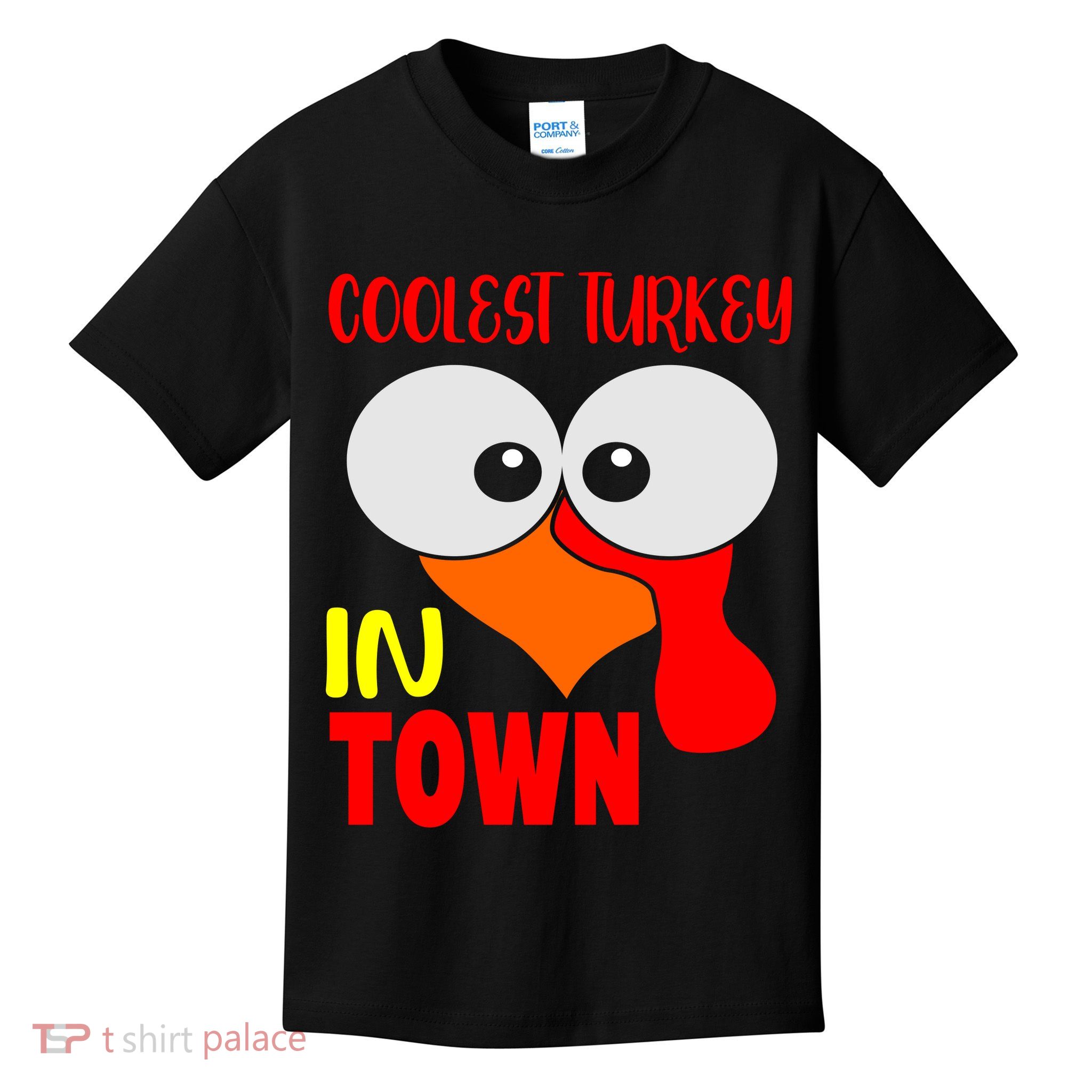 Coolest Turkey In Town Funny Thanksgiving Kids T-Shirt