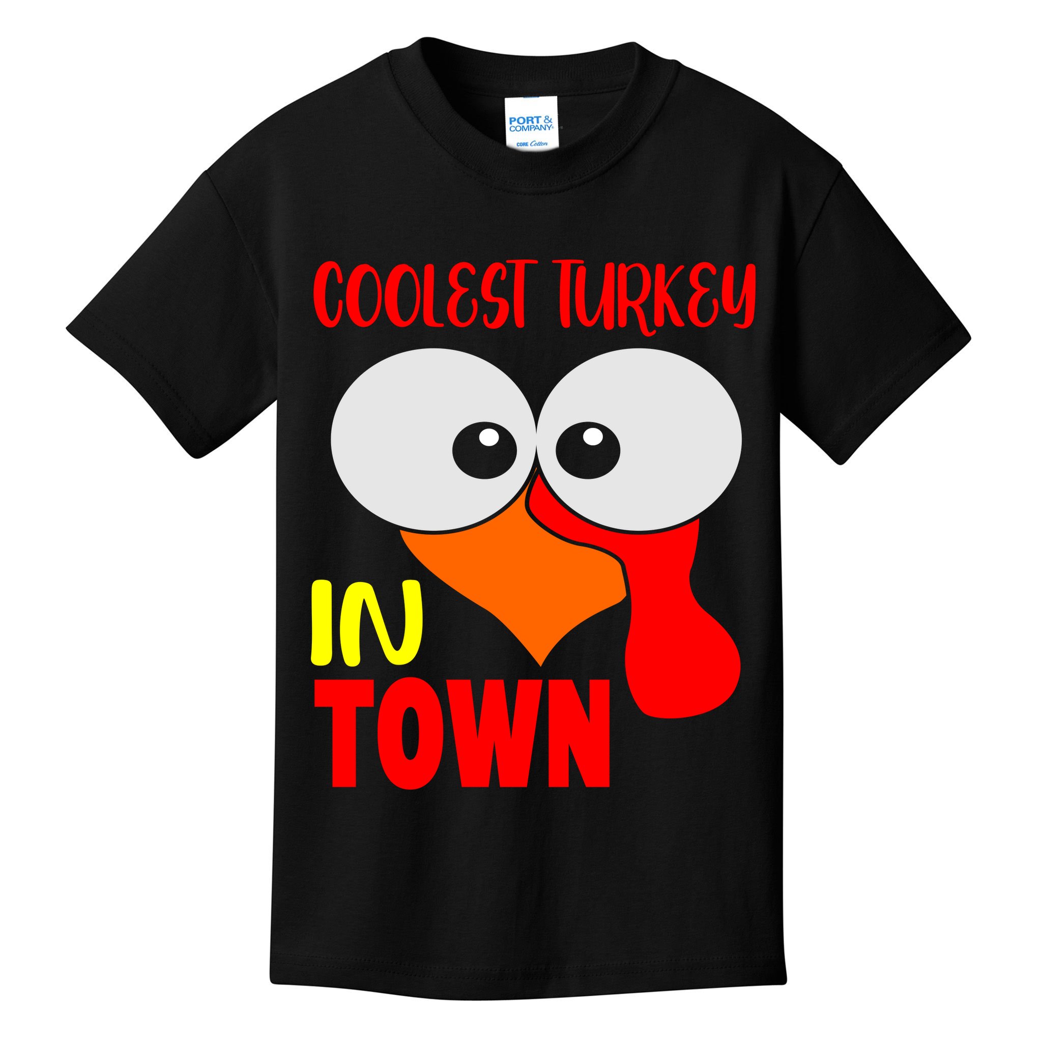 Coolest Turkey In Town Funny Thanksgiving Kids T-Shirt