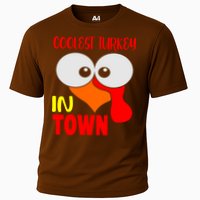 Coolest Turkey In Town Funny Thanksgiving Cooling Performance Crew T-Shirt