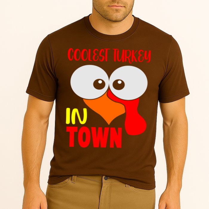 Coolest Turkey In Town Funny Thanksgiving Cooling Performance Crew T-Shirt