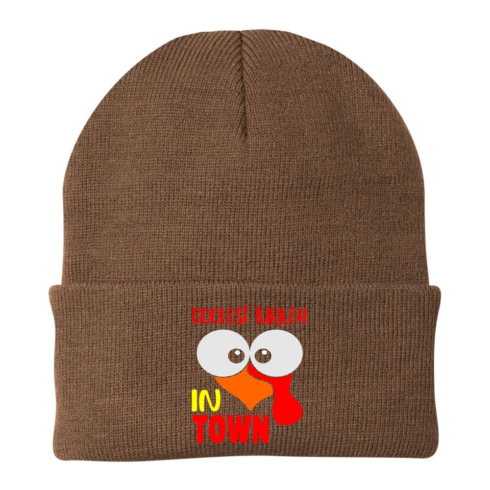 Coolest Turkey In Town Funny Thanksgiving Beanie