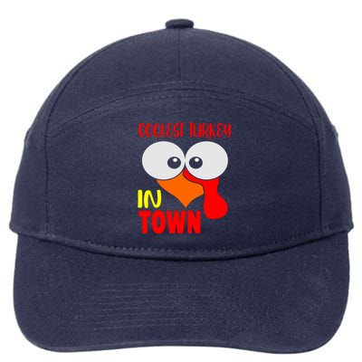 Coolest Turkey In Town Funny Thanksgiving 7-Panel Snapback Hat