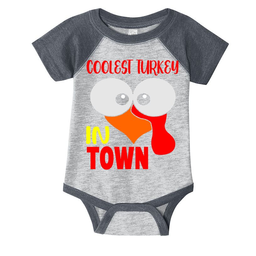 Coolest Turkey In Town Funny Thanksgiving Infant Baby Jersey Bodysuit