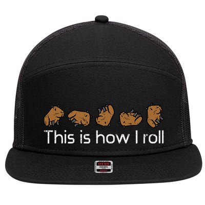 Capybara This Is How I Roll Cute Capy Rodent 7 Panel Mesh Trucker Snapback Hat