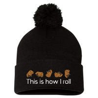 Capybara This Is How I Roll Cute Capy Rodent Pom Pom 12in Knit Beanie
