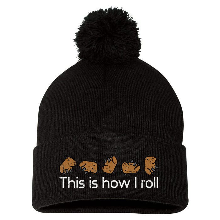 Capybara This Is How I Roll Cute Capy Rodent Pom Pom 12in Knit Beanie