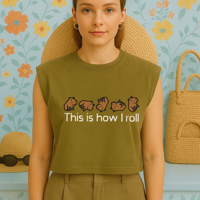 Capybara This Is How I Roll Cute Capy Rodent Garment-Dyed Women's Muscle Tee