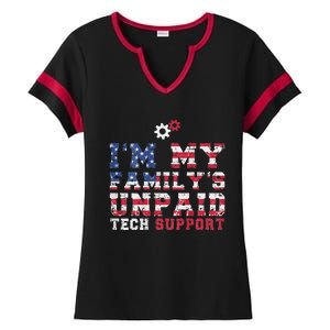 Computer Tech Im My Familys Unpaid Tech Support Ladies Halftime Notch Neck Tee