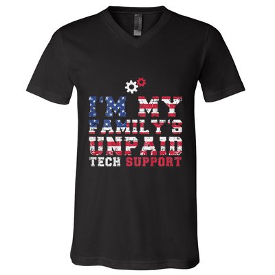 Computer Tech Im My Familys Unpaid Tech Support V-Neck T-Shirt
