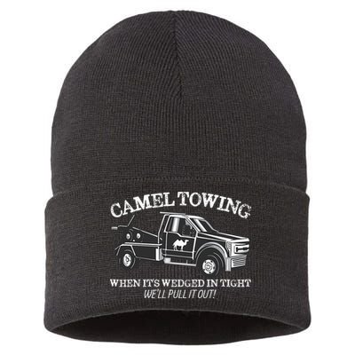 Camel Towing Inappropriate Humor Adult Humor Camel Towing Sustainable Knit Beanie