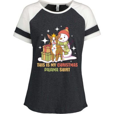 Chihuahua This Is My Christmas Pajama Gift Enza Ladies Jersey Colorblock Tee