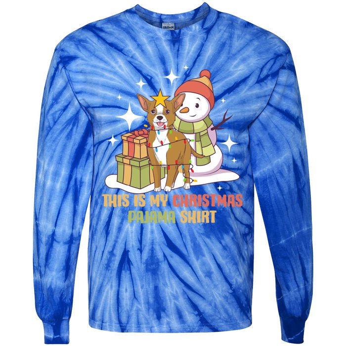 Chihuahua This Is My Christmas Pajama Gift Tie-Dye Long Sleeve Shirt