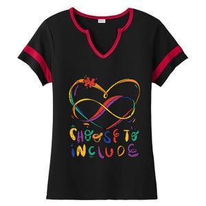 Choose To Include Autism Awareness Teacher Special Education Ladies Halftime Notch Neck Tee