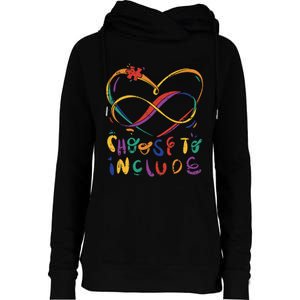 Choose To Include Autism Awareness Teacher Special Education Womens Funnel Neck Pullover Hood