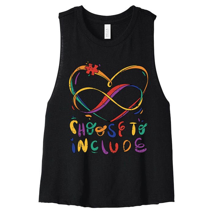 Choose To Include Autism Awareness Teacher Special Education Women's Racerback Cropped Tank