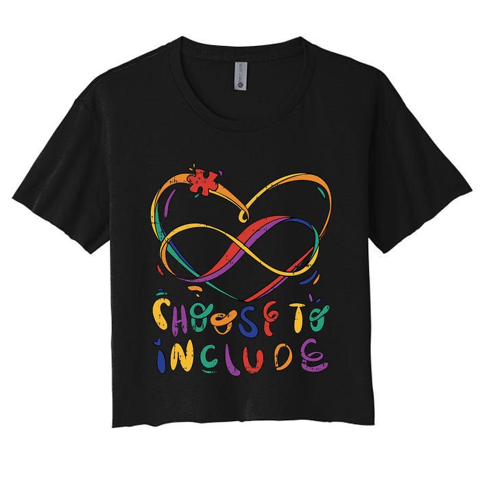 Choose To Include Autism Awareness Teacher Special Education Women's Crop Top Tee