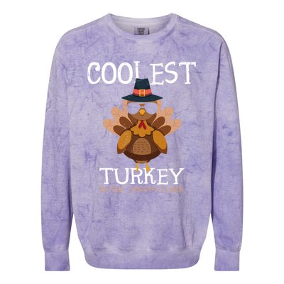 Coolest Turkey In The Towns Flock Thanksgiving Turkey Gift Colorblast Crewneck Sweatshirt