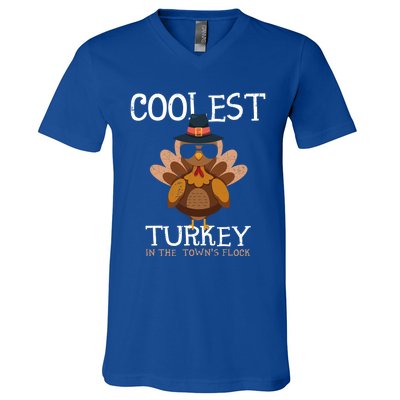 Coolest Turkey In The Towns Flock Thanksgiving Turkey Gift V-Neck T-Shirt