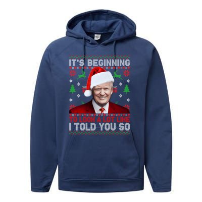 Christmas Trump Its Beginning To Look A Lot Like You Miss Me Gift Performance Fleece Hoodie