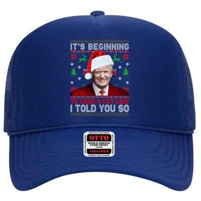 Christmas Trump Its Beginning To Look A Lot Like You Miss Me Gift High Crown Mesh Back Trucker Hat