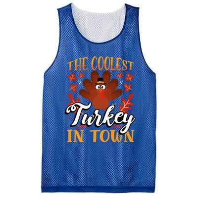 Coolest Turkey In Town Thanksgiving Funny Autumn Cute Gift Mesh Reversible Basketball Jersey Tank