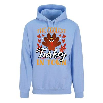 Coolest Turkey In Town Thanksgiving Funny Autumn Cute Gift Unisex Surf Hoodie